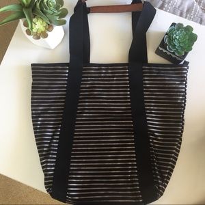 Black & Gold Striped Tote Bag